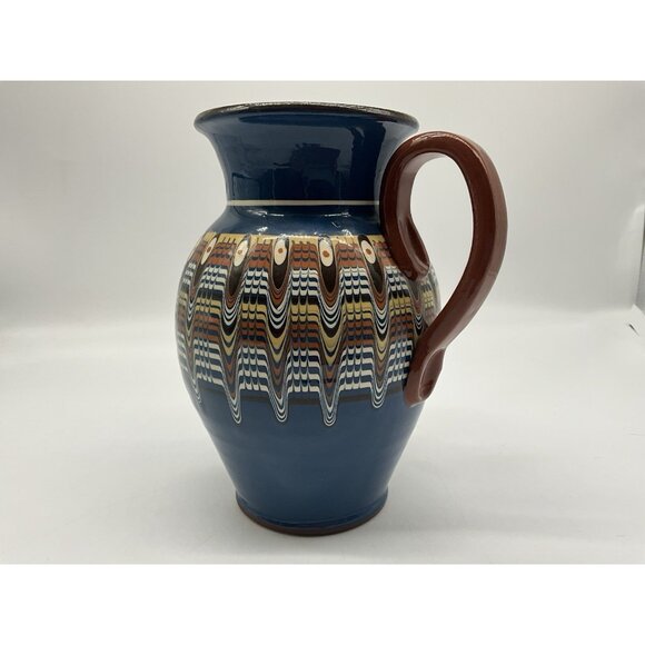 Bulgarian Troyan Pottery Pitcher or Jug w/Peacock Eye Pattern Red Ware Drinkware - Picture 12 of 16